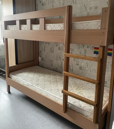 матрасы без пружины: Двухъярусная кровать из ЛДСП/МДФ в тёплом оттенке «дуб». - — 2