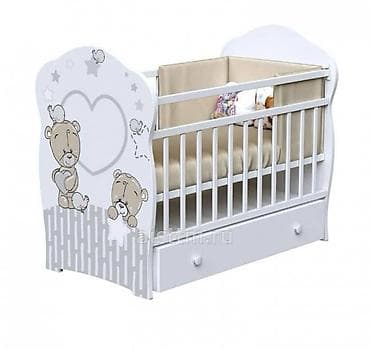 Детская приставная кроватка, Без колесиков, цвет - Белый