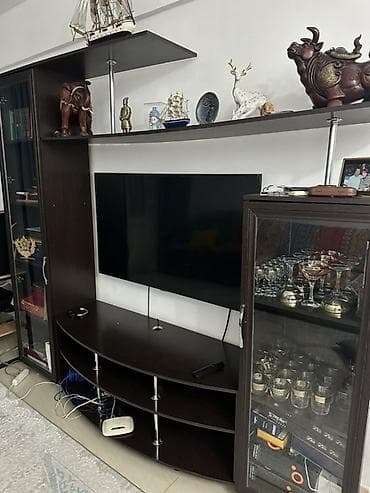 Ашкана гарнитурлары: Зал үчүн гарнитур, ТВ үчүн тумба, ДСП, түсү - Күрөң — 2