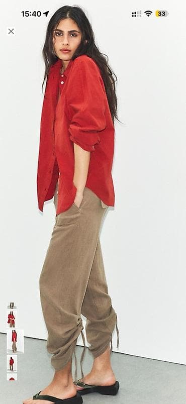 ZARA темно красная рубашка везде солд аут,весна-лето коллекция! XL на