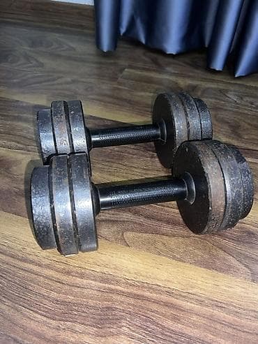 турники 3 в 1: Разборные гантели — комплект из 2 штук.
Общий вес одной гантели 8кг — 1