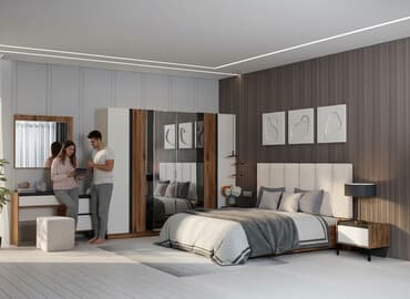 галерея итальянская мебель: Спальный гарнитур, Дерево, цвет - Серый — 1