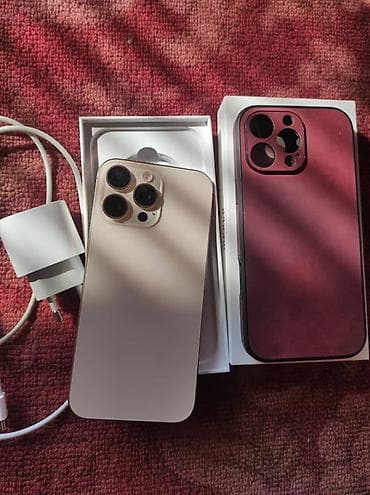 Уюлдук телефондор жана аксессуарлар: IPhone 16 Pro Max, 512 ГБ, Desert Titanium, Заряддоочу түзүлүш, Коргоочу айнек, Каптама, 100 % — 2