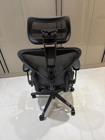 Офисные столы: Офисное кресло, Б/у, С колесиками, цвет - Черный, Самовывоз — 4