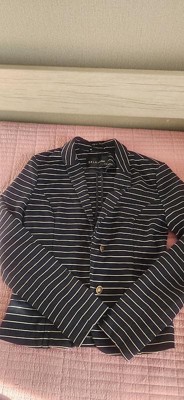 приталенная: Женский жакет Sela Collection, размер XS. - Цвет: темно-синий с — 1