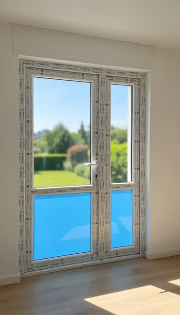 балконный шкаф: ПВХ дверь с боковой створкой/фрамугой (балконный блок). - Материал — 1