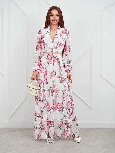 юбка шелк: Вечернее платье, Длинная модель, Шифон, С рукавами, Шлейф, M — 4