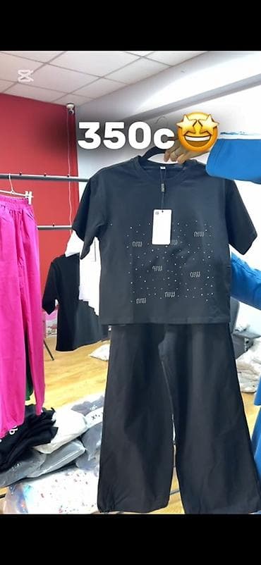 биксы стиль одежды: Детский комплект из футболки и широких брюк. 8-12 лет - Футболка — 2