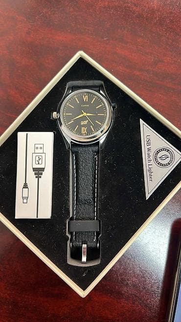 Зажигалки: Часы с интегрированной USB‑зажигалкой - Кварцевые наручные часы с — 1