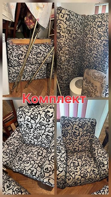 Гарнитур для зала, Б/у, Кресло, Диван, Ткань, текстиль, Самовывоз, цвет - Серый