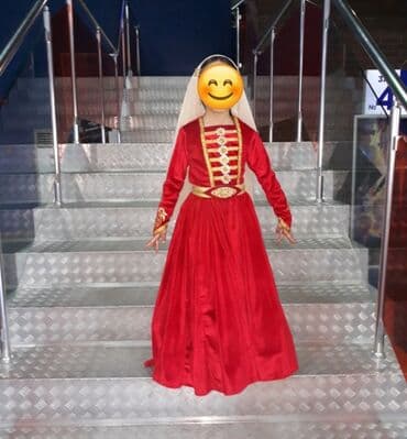 Комплекты одежды: Детское платье, цвет - Красный, Б/у — 2