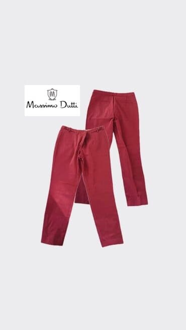 двойка брюки и кофта: Брюки Massimo Dutti - Цвет: насыщенный бордовый - Прямой крой — 1
