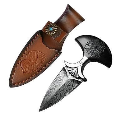 Пишите в Ватсапп Мини-нож «Push Dagger» с резным клинком и кожаными — 2