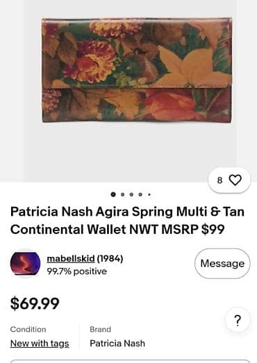 Личные вещи: Бренд Patricia Nash. Эксклюзив из Америки. Натуральная кожа, купюрник — 2