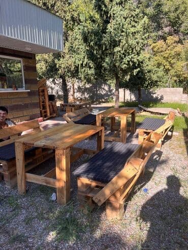 мебель из паллет: Комплект садовой мебели — 3