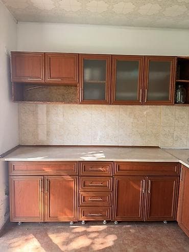 готовая кухонная мебель эконом класса: Кухонный гарнитур, цвет - Коричневый, МДФ — 3