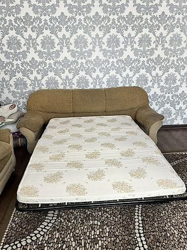 эки кишилик кроват: Ашкана үчүн жумшак бурчек, түсү - Саргыч боз — 4