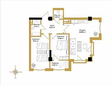 Недвижимость: 3 комнаты, 78 м², Элитка, 10 этаж, Готовая ПСО (под самоотделку) — 2