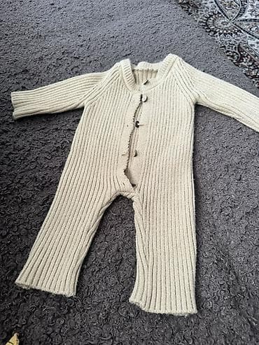 комуз раскраска для детей: Вязаный детский комбинезон - Модель: однотонный комбинезон с длинными — 3