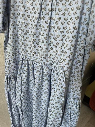 повседневное: Платье с принтом в мелкий цветок - Цвет: светло-голубой с — 4