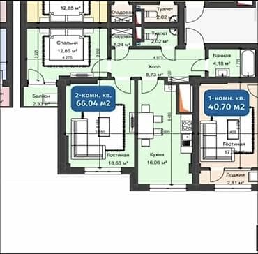 2 комнаты, 66 м², Элитка, 11 этаж, Готовая ПСО (под самоотделку)
