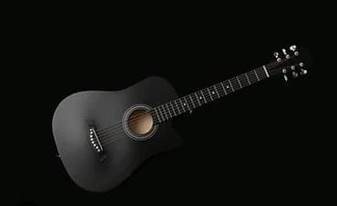 песня: Акустическая гитара dreadnought с вырезом, матовый черный цвет. - — 1
