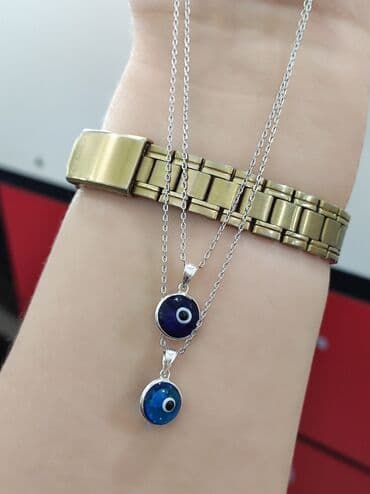 купить свадебное платье недорого: Серебряные Цепочки с подвесками "Коз мончок" Серебро 925 пробы — 1