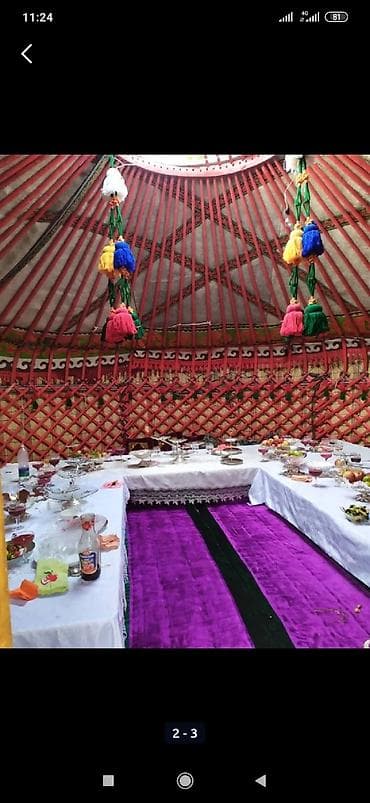 чон: Боз үйлөрдү ижаралоо, Каркасы Жыгач, 85 баш, Казан, Идиш-аяк, Полу менен — 7