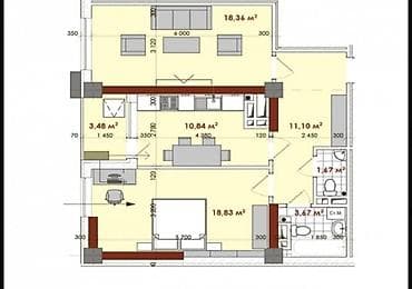 мини квартиры: 2 комнаты, 68 м², Элитка, 6 этаж, Готовая ПСО (под самоотделку) — 3