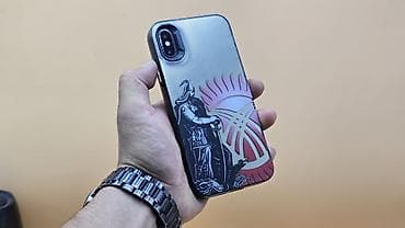 iphone osh: IPhone X, Б/у, 64 ГБ, Черный, Чехол, 64 % — 1