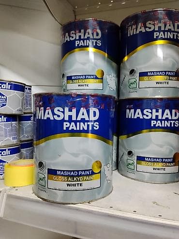 бел алма: Краска Mashad Paints — глянцевая алкидная, белая. - Тип: Gloss Alkyd — 1