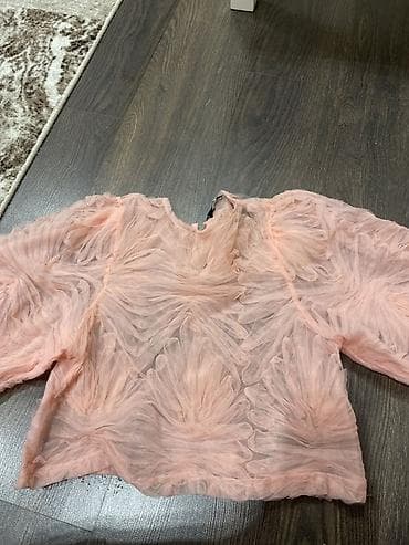 Прозрачная блуза из нежного фатина/органзы персикового оттенка с