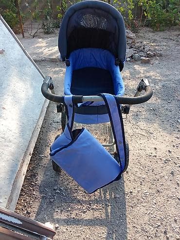 коляска бекер: Детская коляска 2-в-1 (люлька + прогулочный блок), синий цвет — 5