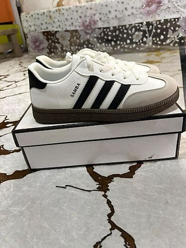 adidas samba: Кроссовки в стиле Samba - Цвет: белый с черными полосками, серые — 1