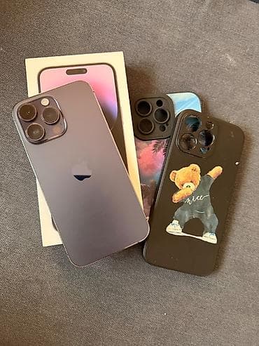 IPhone 14 Pro Max, Б/у, 256 ГБ, Deep Purple, Защитное стекло, Чехол, 85 % — 2