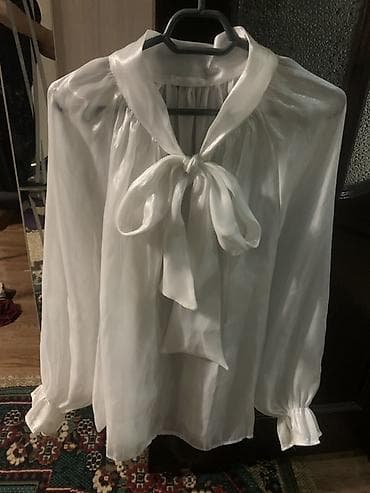 кыргыз одежда: Блузка, Классикалык модель, Сатин, Solid print, Воландар менен — 1