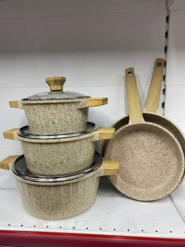 набор чайник и пиалы: Набор ПОСУДЫ АНТИПРИГАРНЫЕ 5 в 1. НЕМЕЦКИЙ БРЕНД UAKEEN Премиум — 2