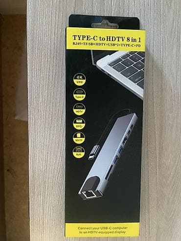 Стол компьютерлери жана комлектөөчүлөр: USB-C хаб 8-в-1 Type‑C to HDTV Функции и порты: - HDMI (HDTV) с — 4