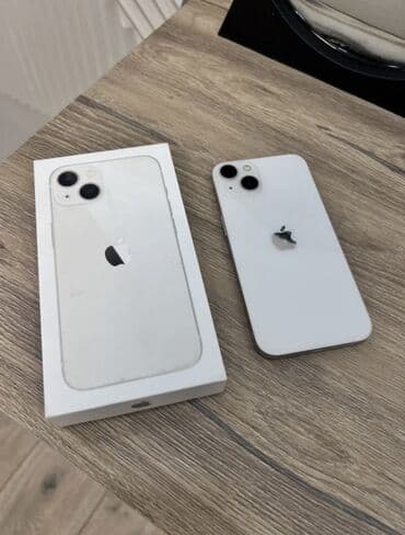 IPhone 13, Б/у, 128 ГБ, Белый, Чехол, Кабель, Коробка, 77 %
