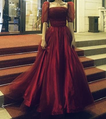 Личные вещи: Вечернее платье, Пышное, Длинная модель, Атлас, С рукавами, Шлейф, XS, S, M — 1