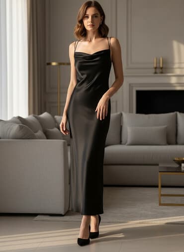 платья на прокат больших размеров: ОригинальныйАтласное новое платье — 1