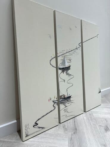 Модульная картина ручной работы! Размер 90 * 30 см одного модуля