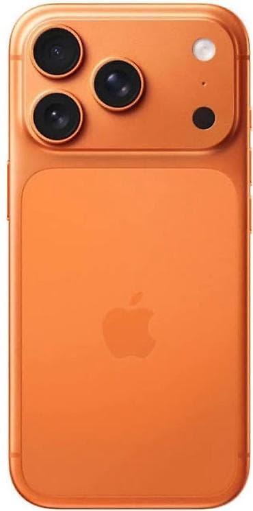 Оранжевый смартфон с тройной камерой и плоскими гранями - Яркий