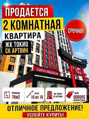 2 комнаты, 78 м², Технопарк Элитка, 15 этаж, ПСО (под самоотделку)