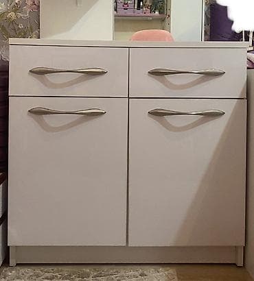 Офис эмереги: Даараткана үчүн үстөл, Колдонулган, Күзгүсү менен, түсү - Ак, ЛДСП — 3