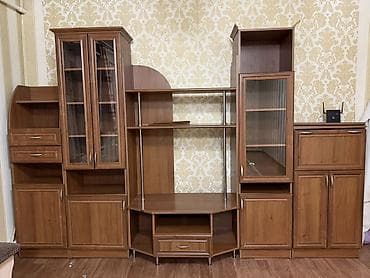 Гостиная стенка модульная, цвет тёплый орех/бук. Материал — ЛДСП с — 1