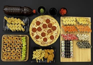 продаю готовый бизнес фастфуд: Сеты от sushiwok_kg — большие ассорти для компании. В составе на — 7