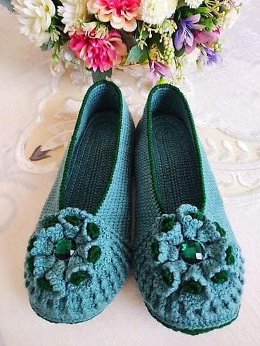 синие туфельки: Домашние тапочки, 38, Новый, цвет - Синий, Самовывоз — 1