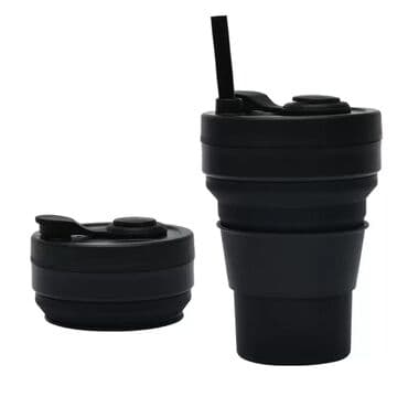 пластиковые стаканы с крышкой: АКЦИЯ!!Складной силиконовый стаканчик с крышкой и трубочкой 350 мл — 3