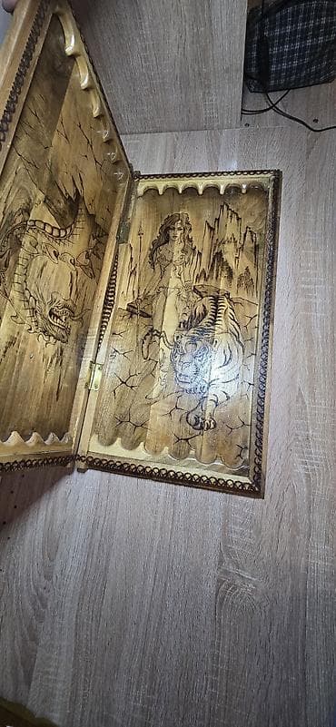 кости для нарды: Авторские нарды из дерева с резьбой и пирографией. - Материал: массив — 2